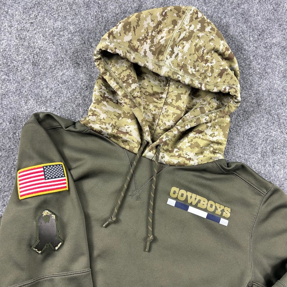 Nike Dallas Cowboys Hoodie Men L Green Salute‎ to Service Camo USA NFL Football